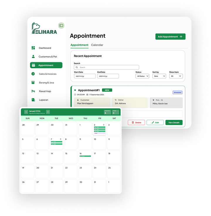 Tampilan fitur appointment SiMitra Pelihara